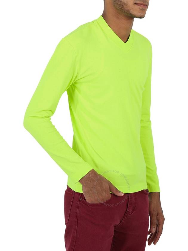 V-neck logo tab long-sleeved T-shirt neon green - BALENCIAGA - BALAAN 3