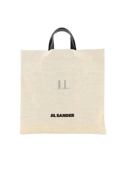 Logo Square Flat Cotton Tote Bag Beige - JIL SANDER - BALAAN 2