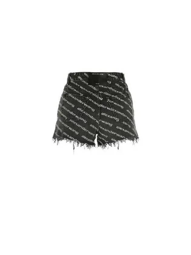 Grey Age Denim Bite Logo Shorts Black - ALEXANDER WANG - BALAAN 3