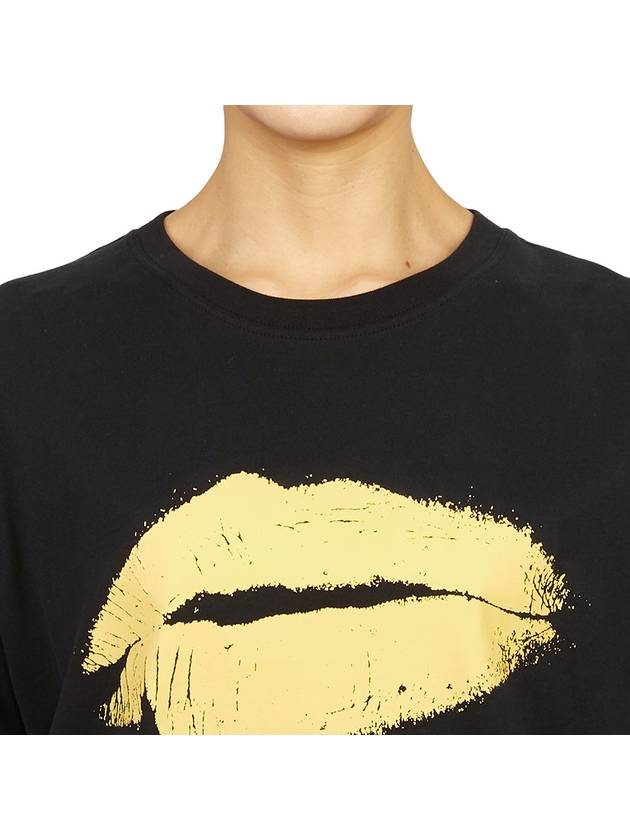 Lips Embroidered Logo Short-Sleeved T-Shirt Black - ISABEL MARANT - BALAAN 9