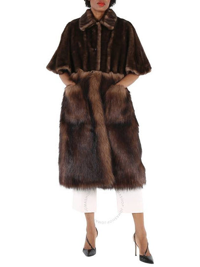 Women's Faux Fur Short Sleeve Single Fur Coat Brown - BURBERRY - BALAAN 2