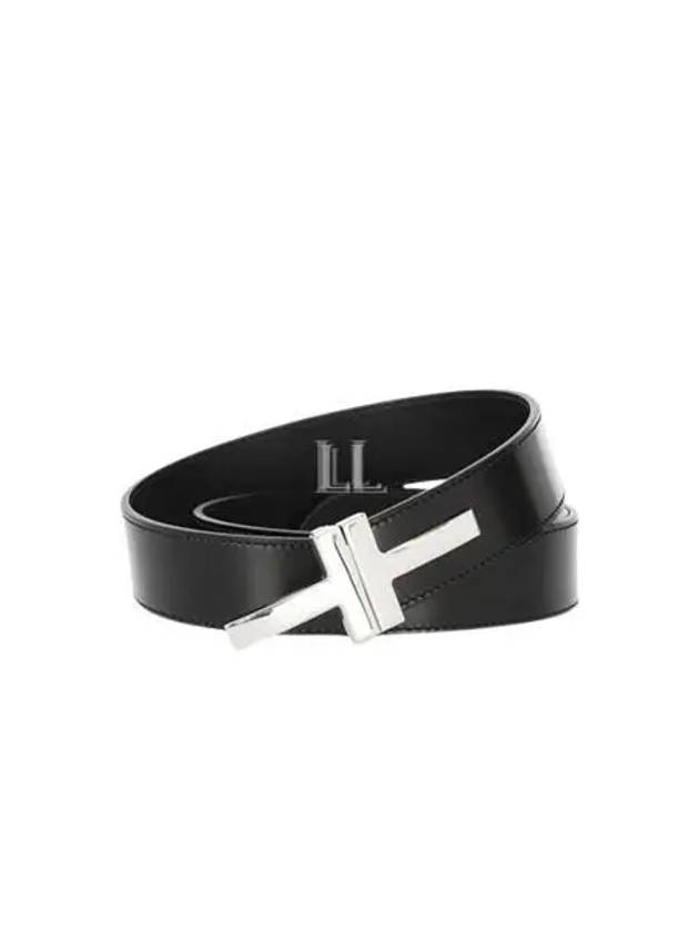 Logo Decorated Leather Belt Black - TOM FORD - BALAAN 2