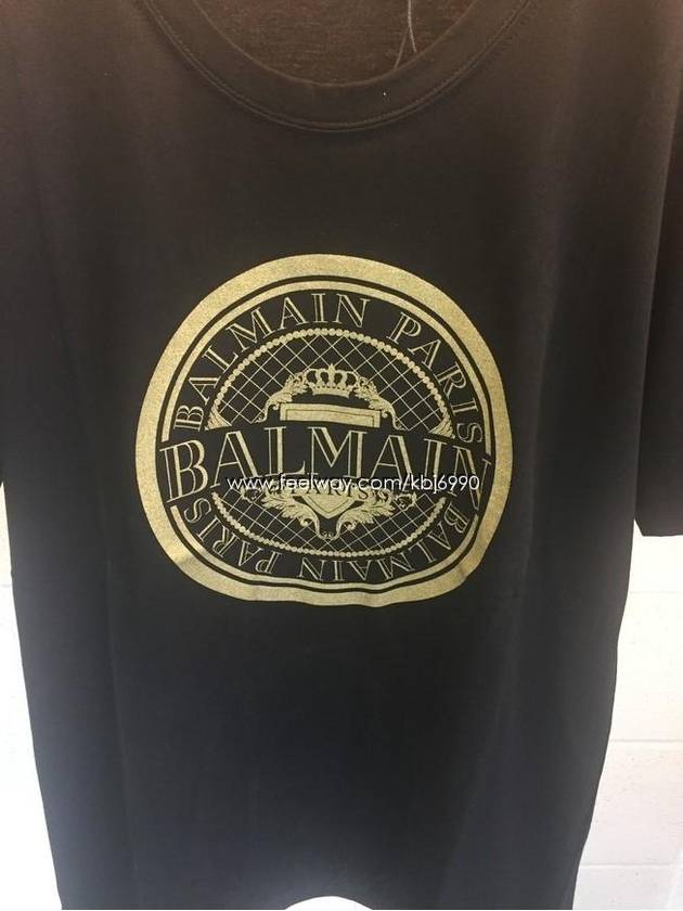 Golden Circle Logo Cotton Short Sleeve T-Shirt Black - BALMAIN - BALAAN 5