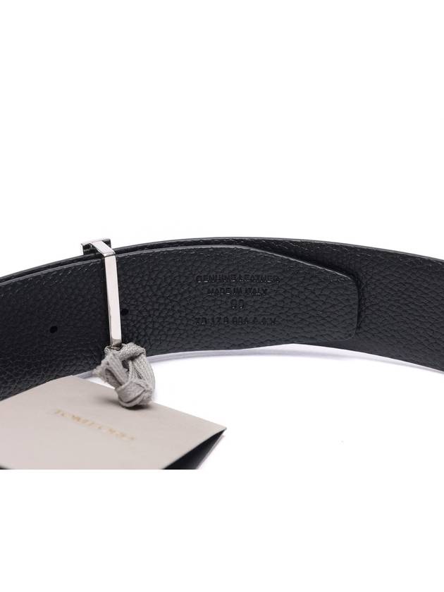 Sliver Soft Grain Leather T Icon Belt Dark Navy Black - TOM FORD - BALAAN 7