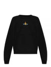 Embroidered Logo Cotton Sweatshirt Black - VIVIENNE WESTWOOD - BALAAN 2