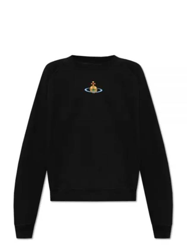 Embroidered Logo Cotton Sweatshirt Black - VIVIENNE WESTWOOD - BALAAN 2