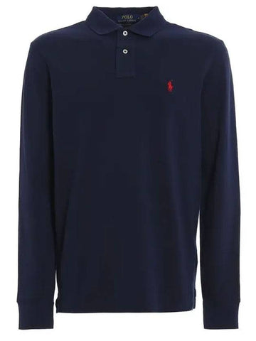 Embroidered Logo Slim Fit Polo Shirt Dark Blue - POLO RALPH LAUREN - BALAAN 1