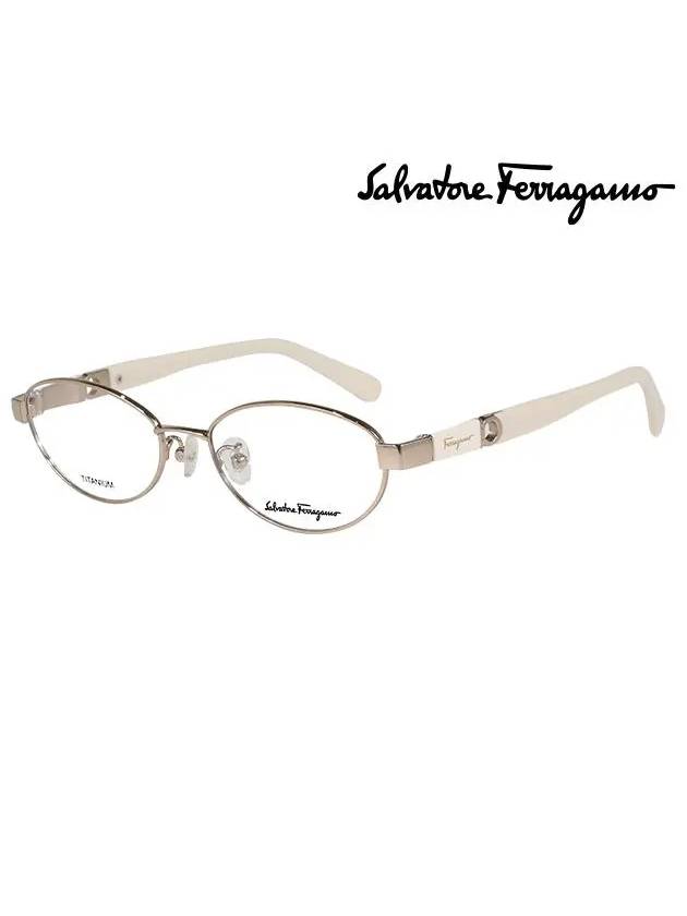 Eyewear Oval Titanium Eyeglasses White - SALVATORE FERRAGAMO - BALAAN 3