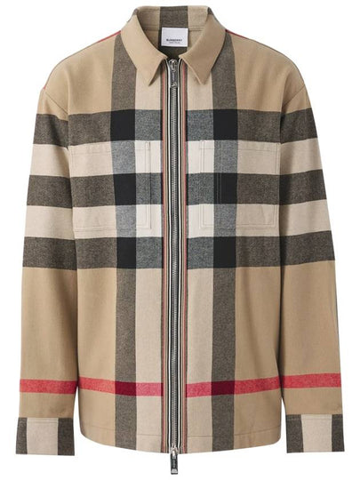 ExaGGerated Check Wool Cotton Overshirt Jacket Archive Beige - BURBERRY - BALAAN 2