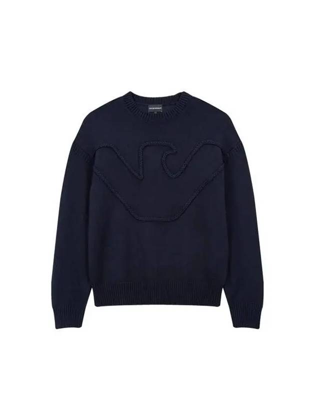 Men s braid logo decoration knit navy 271747 - EMPORIO ARMANI - BALAAN 1