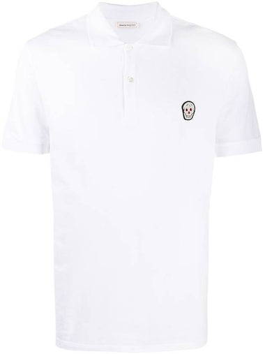 Skull Patch Polo Shirt White - ALEXANDER MCQUEEN - BALAAN 1