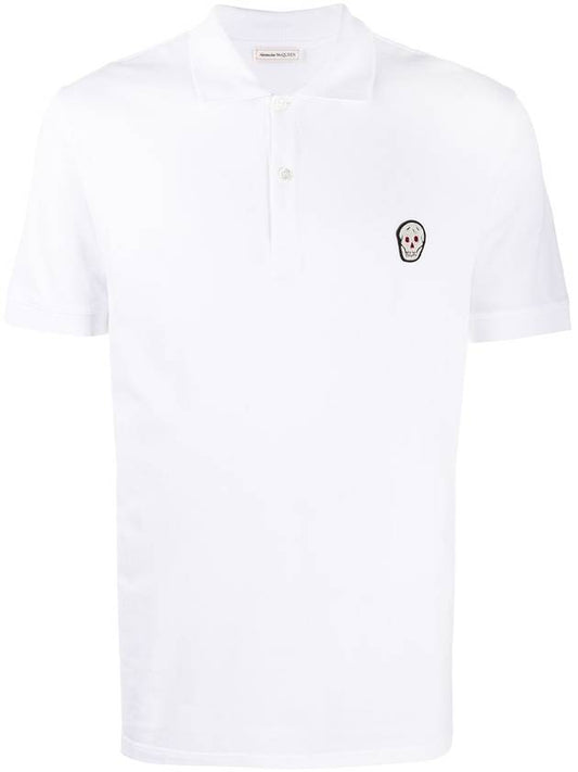 Skull Patch Polo Shirt White - ALEXANDER MCQUEEN - BALAAN 1