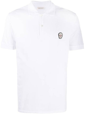 Skull Patch Polo Shirt White - ALEXANDER MCQUEEN - BALAAN 1