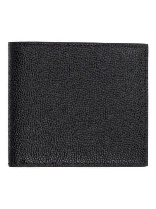 Pebble Grain Leather Half Wallet Black - THOM BROWNE - BALAAN 1
