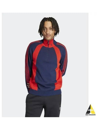 Logo Quarter Zip Jumper Knit Top Navy Red - ADIDAS - BALAAN 2