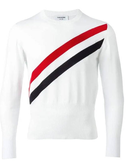 Diagonal Striped Knit Top White - THOM BROWNE - BALAAN 2