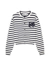 Fox Head Intarsia Regular Striped Cardigan Black White - MAISON KITSUNE - BALAAN 1