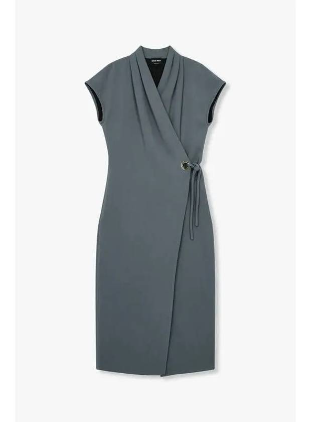 Women s Shawl Collar Sleeveless Wrap Dress Charcoal Gray - GIORGIO ARMANI - BALAAN 1