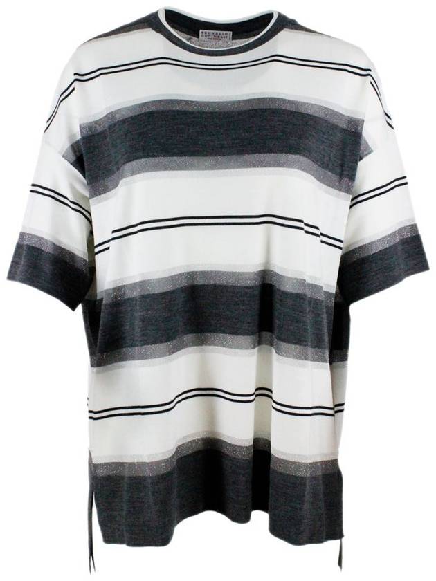 Women's Striped Knit Top White Black - BRUNELLO CUCINELLI - BALAAN 2