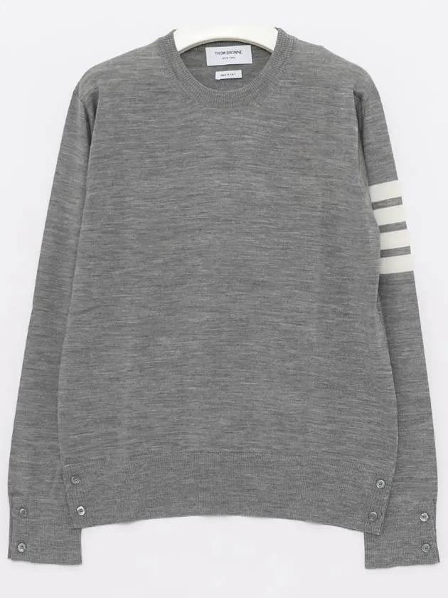 4 Bar Armband Classic Merino Wool Knit Top Light Grey - THOM BROWNE - BALAAN 2