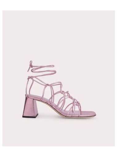 Alexander Nappa Leather Sandals Heel Metallic Pink - BY FAR - BALAAN 1