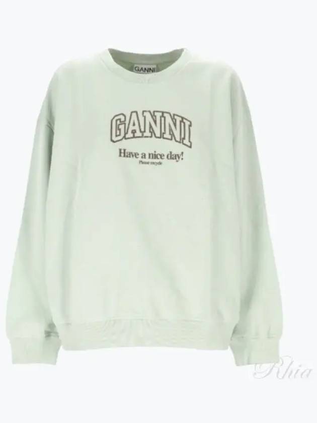 Logo Crew Neck Sweatshirt Aqua Form - GANNI - BALAAN 2