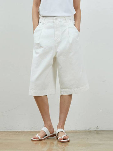 Denim Relaxed Bermuda Pants White - RYUL+WAI: - BALAAN 1