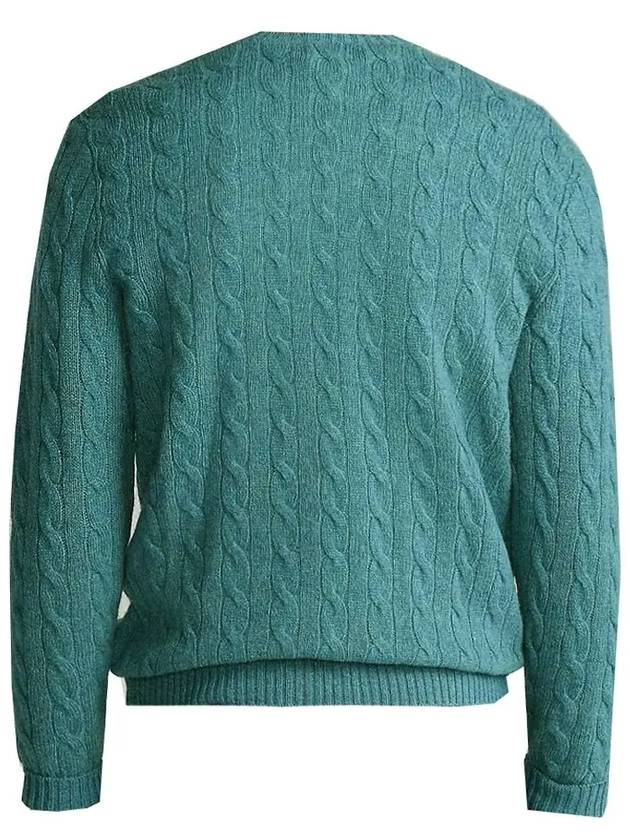 Men's Pony Embroidery Cable Classic Knit Top Green - POLO RALPH LAUREN - BALAAN.