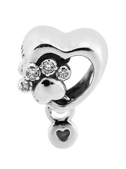 Sparkling Paw Heart Pendant Dangle Bracelet Charm Silver - PANDORA - BALAAN 2