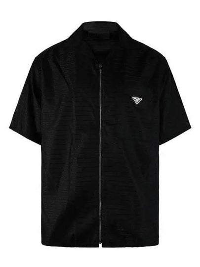 Re-Nylon Zip-Up Short Sleeve Shirt Black - PRADA - BALAAN 2