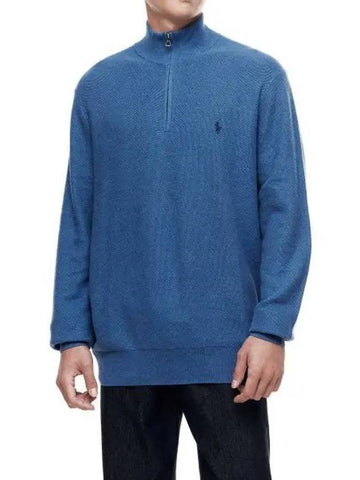 Cotton Quarter Zip Sweater Blue - POLO RALPH LAUREN - BALAAN 1