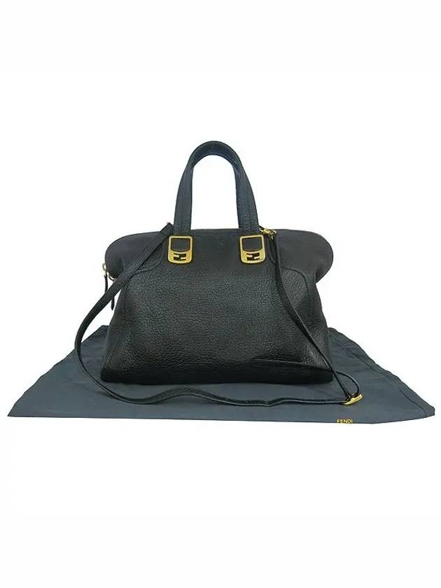 8BL110 Black Leather Chameleon Tote Bag Shoulder Strap - FENDI - BALAAN 1