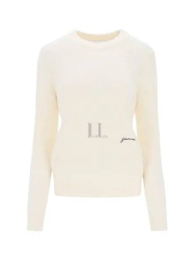 Alpaca Wool Blend Knit Top White - GANNI - BALAAN 2