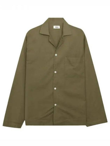 Poplin Pajamas Long Sleeve Shirt Moss - TEKLA - BALAAN 1