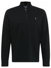 Embroidered Pony Logo Half Zip-Up Knit Top Black - POLO RALPH LAUREN - BALAAN 2