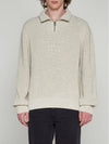 Mock Neck Half Zip-Up Knit Top Beige - A.P.C. - BALAAN 3