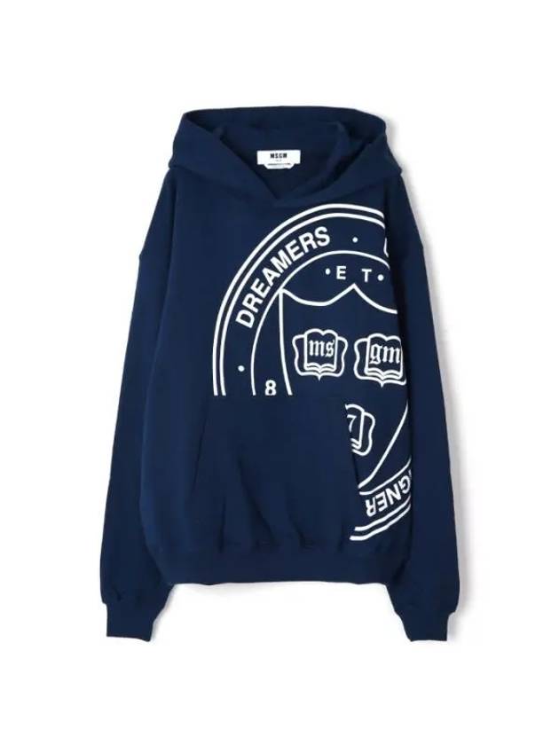 Logo Graphic Print Cotton Hoodie Navy - MSGM - BALAAN 1