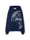 Logo Graphic Print Cotton Hoodie Navy - MSGM - BALAAN 1