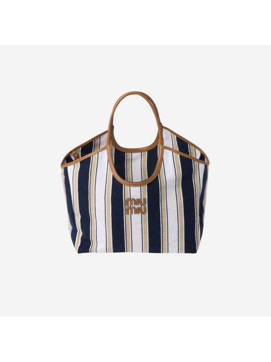 Ivy Cannete Fabric Tote Bag Blue Sand - MIU MIU - BALAAN 1