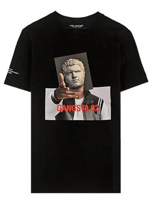 Gangster Print Short Sleeve T-Shirt Black - NEIL BARRETT - BALAAN 2