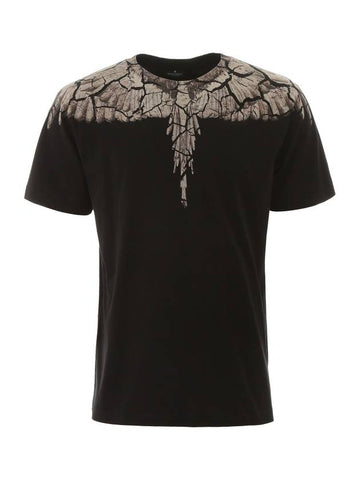 Men's Earth Wings Short Sleeve T-Shirt Black - MARCELO BURLON - BALAAN 1