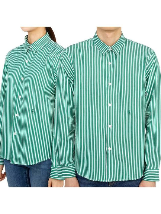 Charlie Stripe Poplin ST421GS GREEN STRIPED Shirt Unisex Fit - SPORTY & RICH - BALAAN 1