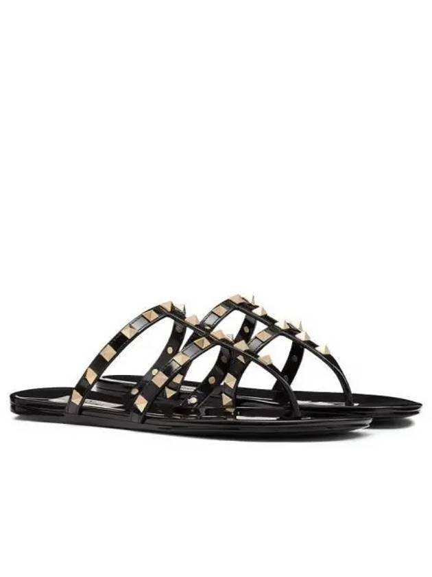 Rockstud PVC Rubber Flat Flip Flops Black - VALENTINO - BALAAN 2