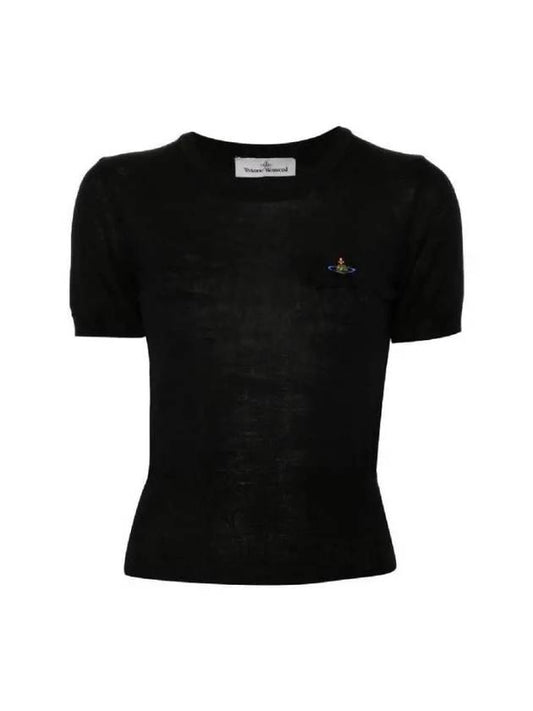 ORB Logo Short Sleeve Knit Top Black - VIVIENNE WESTWOOD - BALAAN 2