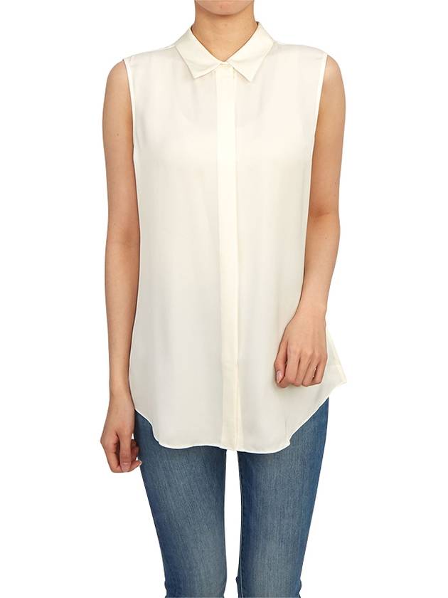 Women's Silk Sleeveless Shirt Ivory - THEORY - BALAAN 6