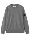 Logo Patch Round Neck Knit Top Grey - STONE ISLAND - BALAAN 2