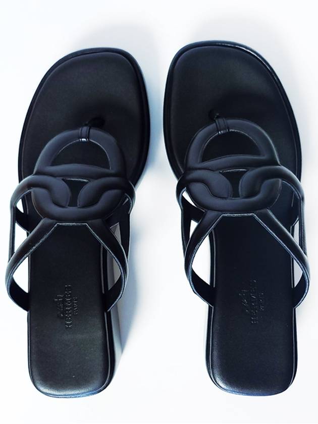 Gipsy Nappa Leather Sandals Black - HERMES - BALAAN 2