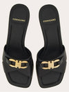 Gancini Ornament Slide Sandal Heels Black - SALVATORE FERRAGAMO - BALAAN 3