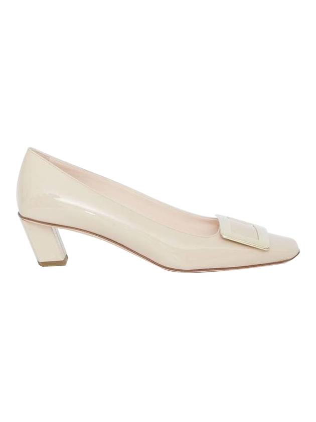 Women's Metal Buckle Leather Pumps Heel Beige - ROGER VIVIER - BALAAN 1