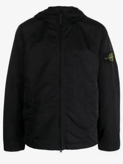 Hyper Dense Nylon Raso Logo Patch Hoodie Jacket Black - STONE ISLAND - BALAAN 2